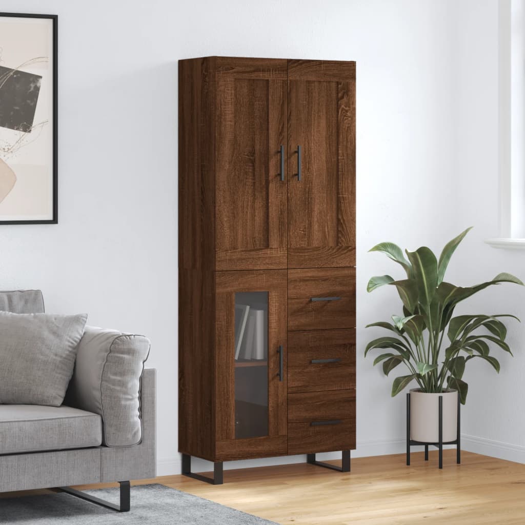 Image Buffet haut Chêne marron 69,5x34x180 cm Bois d'ingénierie | Xios Store SNC vidaXL Xios Store SNC