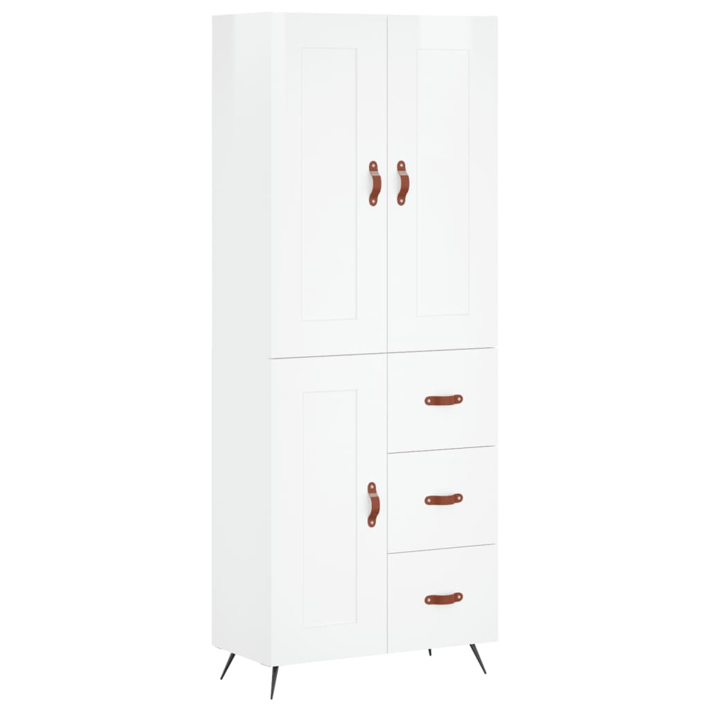 Image Buffet haut Blanc brillant 69,5x34x180 cm Bois d'ingénierie | Xios Store SNC vidaXL Xios Store SNC