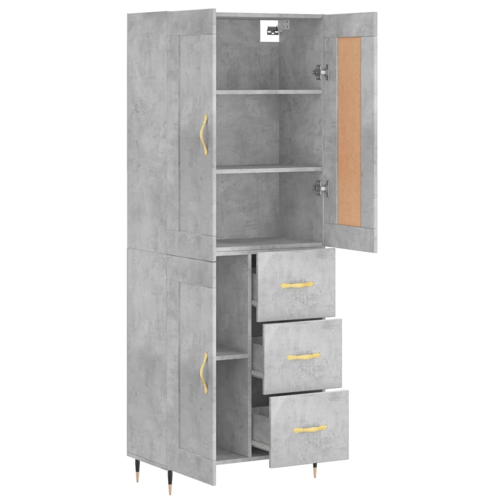 Image Buffet haut Gris béton 69,5x34x180 cm Bois d'ingénierie | Xios Store SNC vidaXL Xios Store SNC