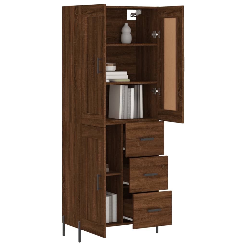 Image Buffet haut Chêne marron 69,5x34x180 cm Bois d'ingénierie | Xios Store SNC vidaXL Xios Store SNC