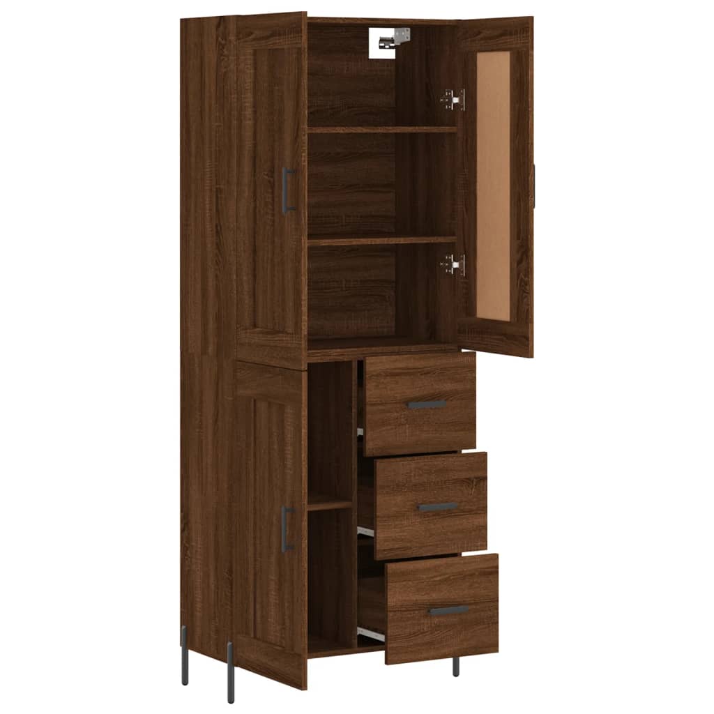 Image Buffet haut Chêne marron 69,5x34x180 cm Bois d'ingénierie | Xios Store SNC vidaXL Xios Store SNC