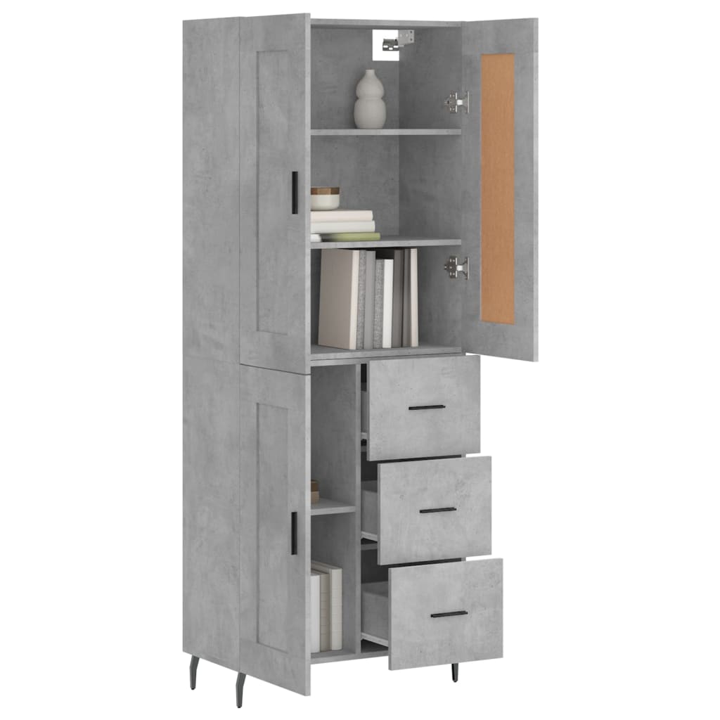 Image Buffet haut Gris béton 69,5x34x180 cm Bois d'ingénierie | Xios Store SNC vidaXL Xios Store SNC