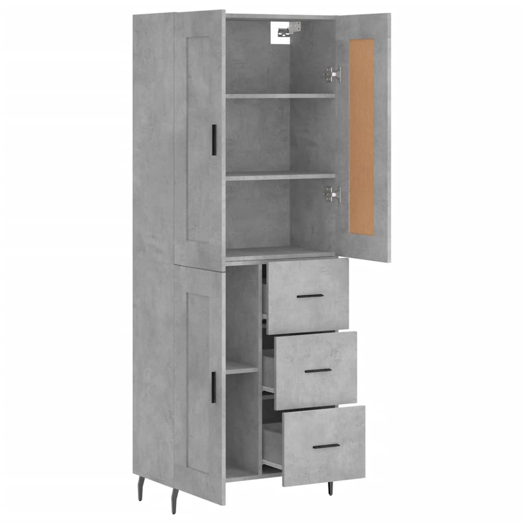 Image Buffet haut Gris béton 69,5x34x180 cm Bois d'ingénierie | Xios Store SNC vidaXL Xios Store SNC