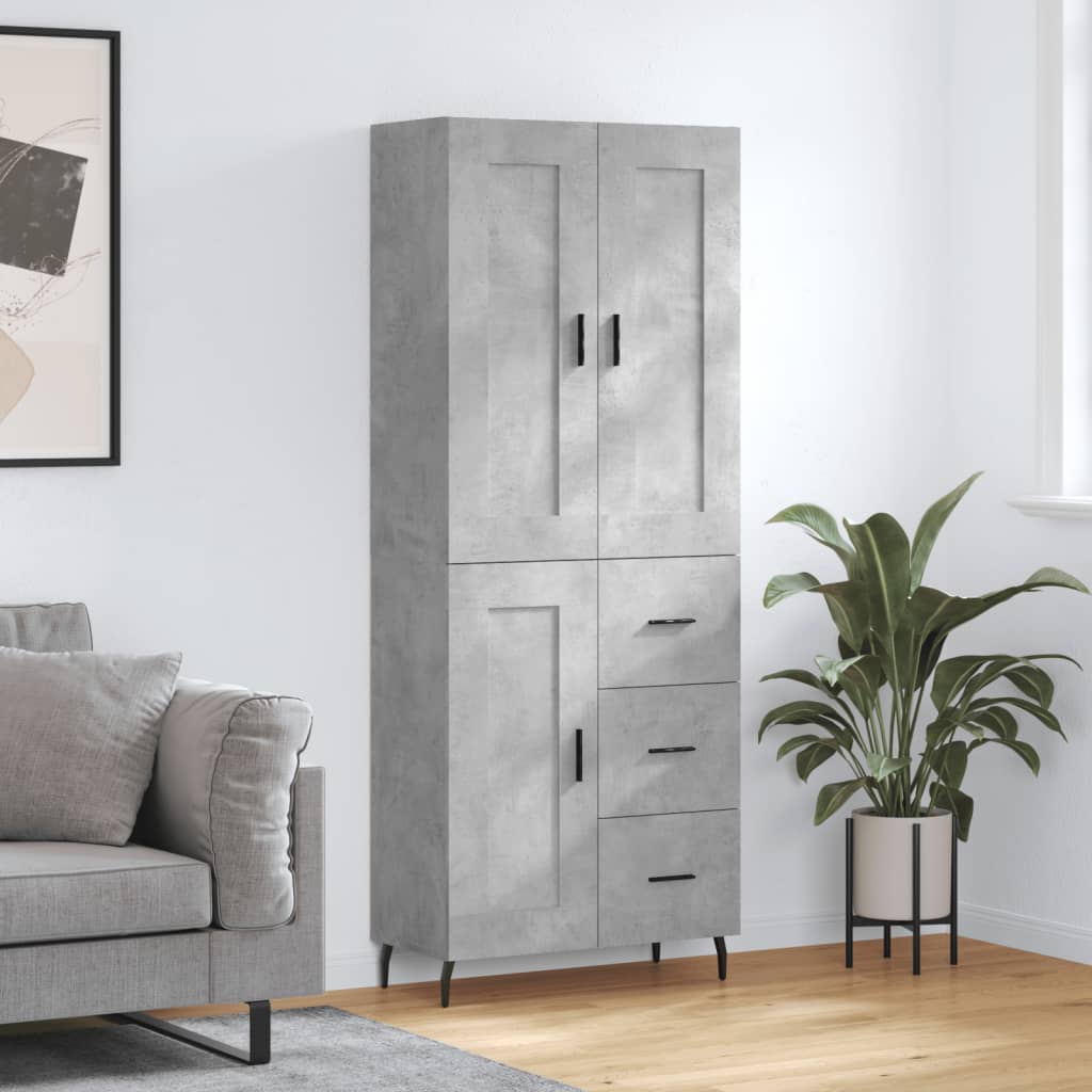 Image Buffet haut Gris béton 69,5x34x180 cm Bois d'ingénierie | Xios Store SNC vidaXL Xios Store SNC