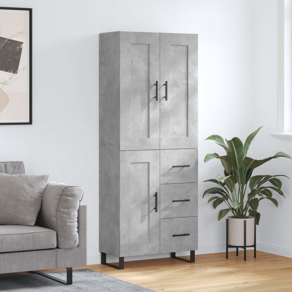 Image Buffet haut Gris béton 69,5x34x180 cm Bois d'ingénierie | Xios Store SNC vidaXL Xios Store SNC