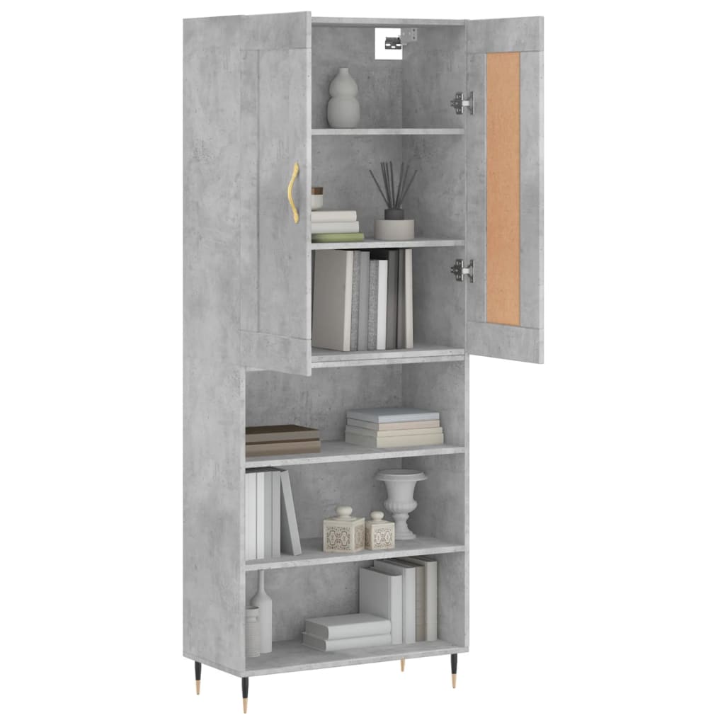 Image Buffet haut Gris béton 69,5x34x180 cm Bois d'ingénierie | Xios Store SNC vidaXL Xios Store SNC