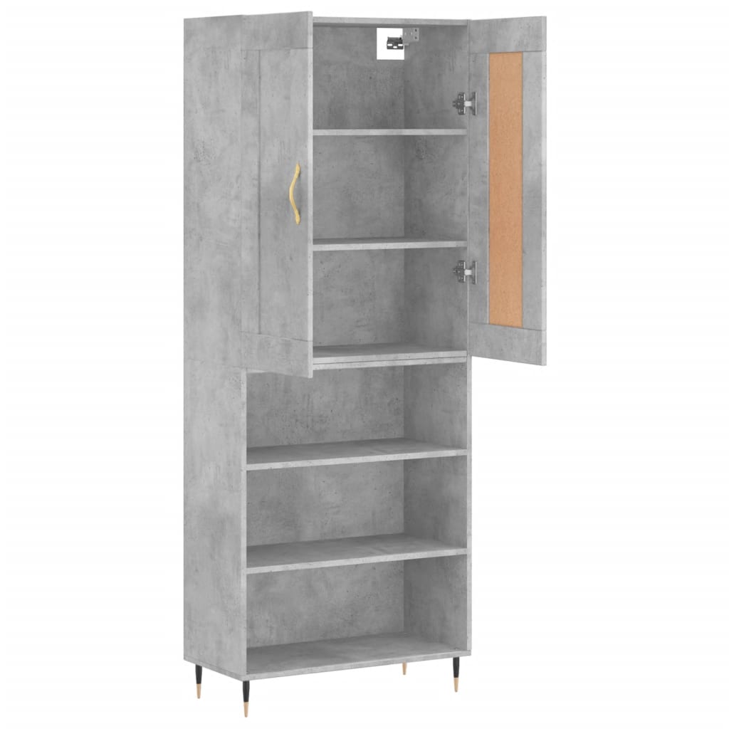 Image Buffet haut Gris béton 69,5x34x180 cm Bois d'ingénierie | Xios Store SNC vidaXL Xios Store SNC