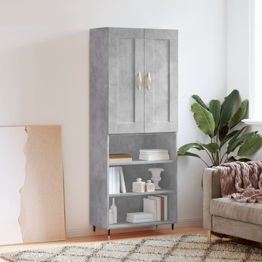 Image Buffet haut Gris béton 69,5x34x180 cm Bois d'ingénierie | Xios Store SNC vidaXL Xios Store SNC