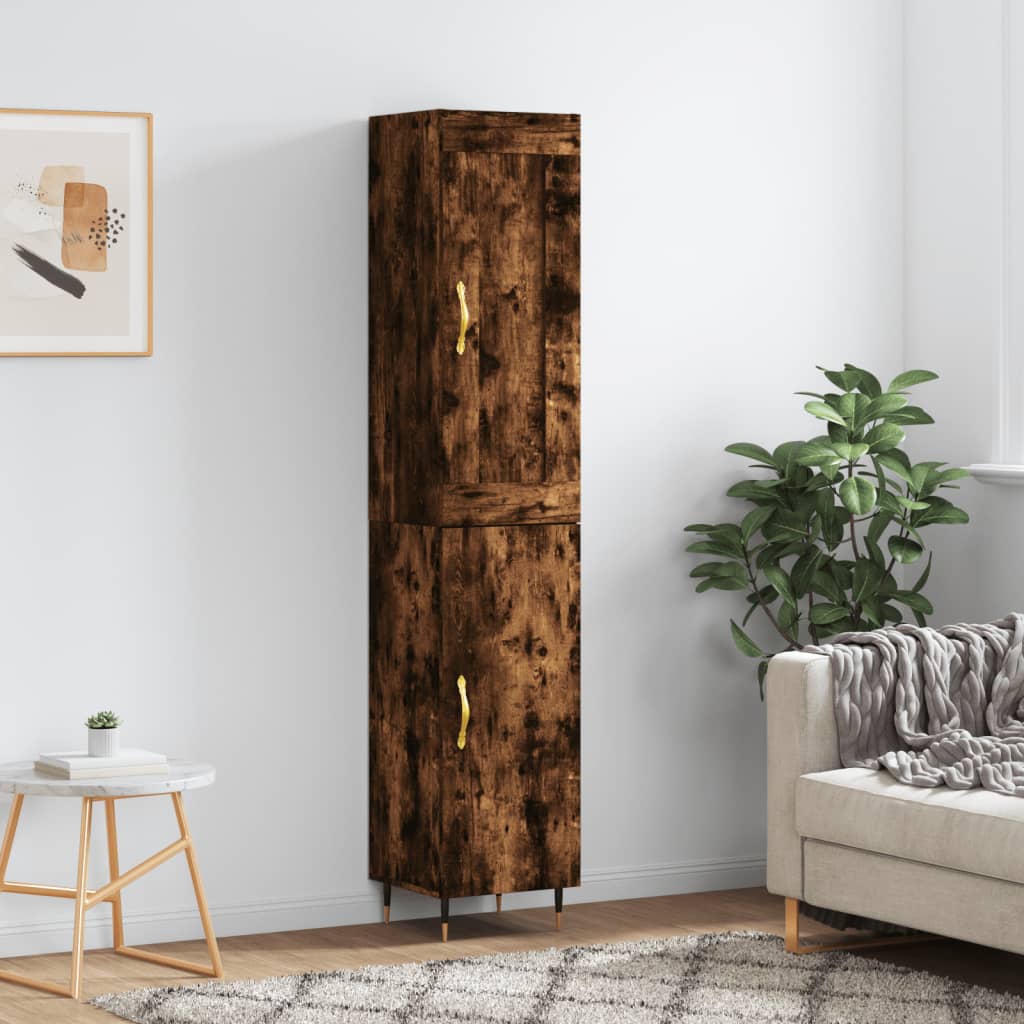 Image Buffet haut Chêne fumé 34,5x34x180 cm Bois d'ingénierie | Xios Store SNC vidaXL Xios Store SNC