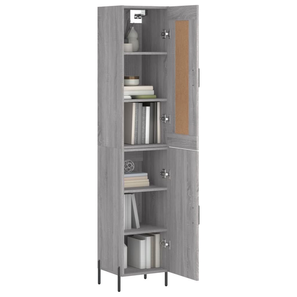 Image Buffet haut Sonoma gris 34,5x34x180 cm Bois d'ingénierie | Xios Store SNC vidaXL Xios Store SNC