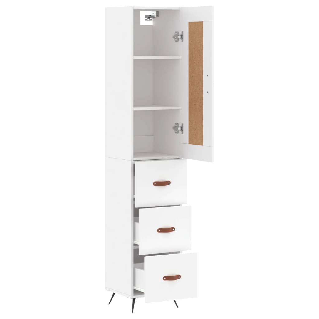 Image Buffet haut Blanc 34,5x34x180 cm Bois d'ingénierie | Xios Store SNC vidaXL Xios Store SNC