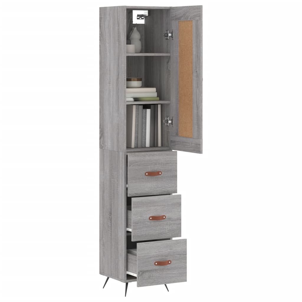 Buffet haut Sonoma gris 34,5x34x180 cm Bois d'ingénierie, Xios Store SNC