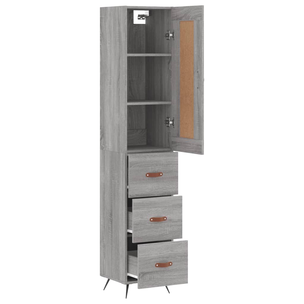 Buffet haut Sonoma gris 34,5x34x180 cm Bois d'ingénierie, Xios Store SNC