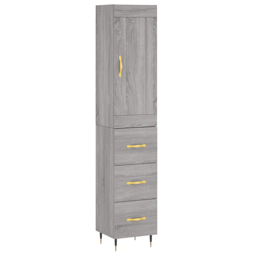 Image Buffet haut Sonoma gris 34,5x34x180 cm Bois d'ingénierie | Xios Store SNC vidaXL Xios Store SNC