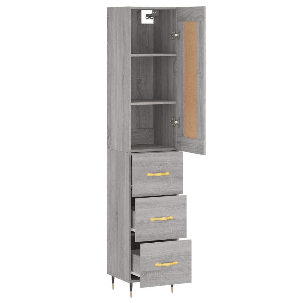 Image Buffet haut Sonoma gris 34,5x34x180 cm Bois d'ingénierie | Xios Store SNC vidaXL Xios Store SNC