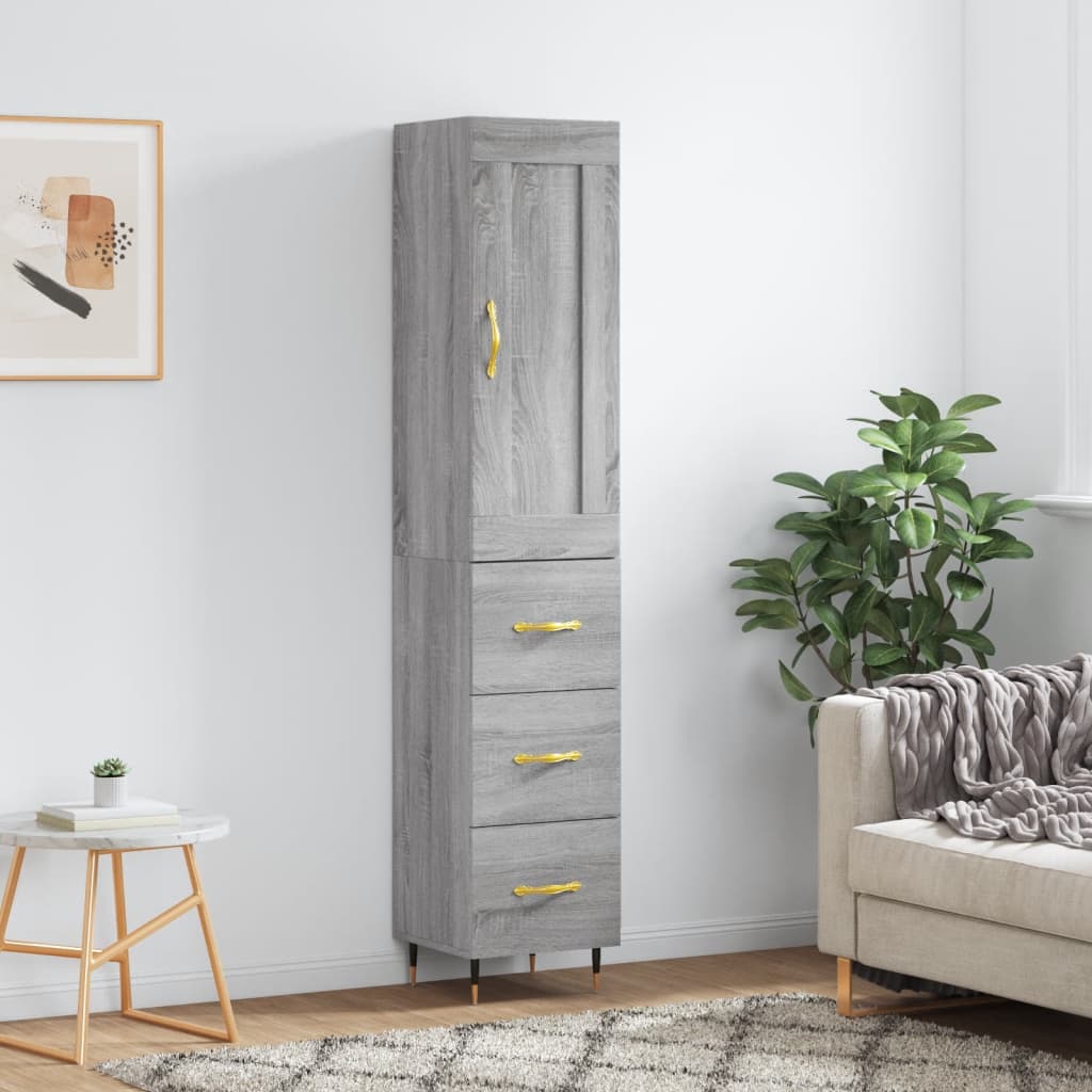 Image Buffet haut Sonoma gris 34,5x34x180 cm Bois d'ingénierie | Xios Store SNC vidaXL Xios Store SNC