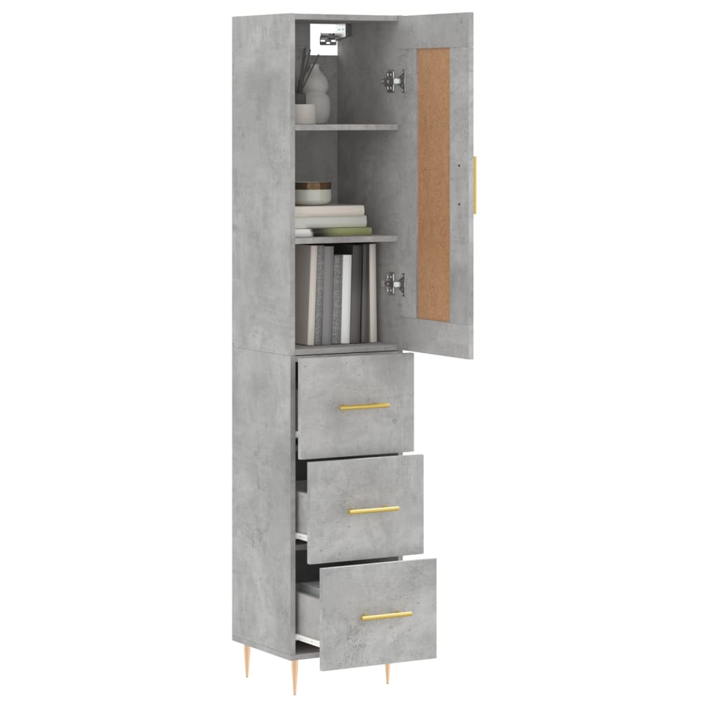 Image Buffet haut Gris béton 34,5x34x180 cm Bois d'ingénierie | Xios Store SNC vidaXL Xios Store SNC