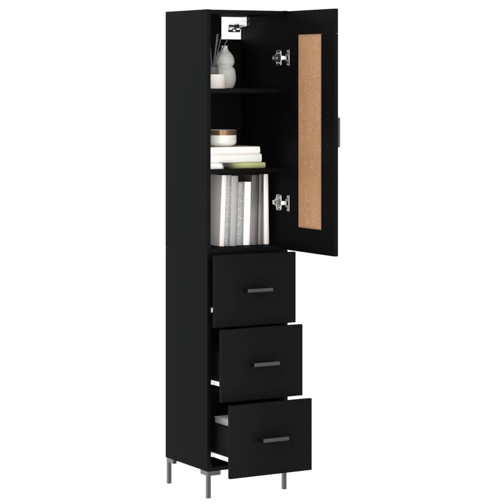 Image Buffet haut Noir 34,5x34x180 cm Bois d'ingénierie | Xios Store SNC vidaXL Xios Store SNC