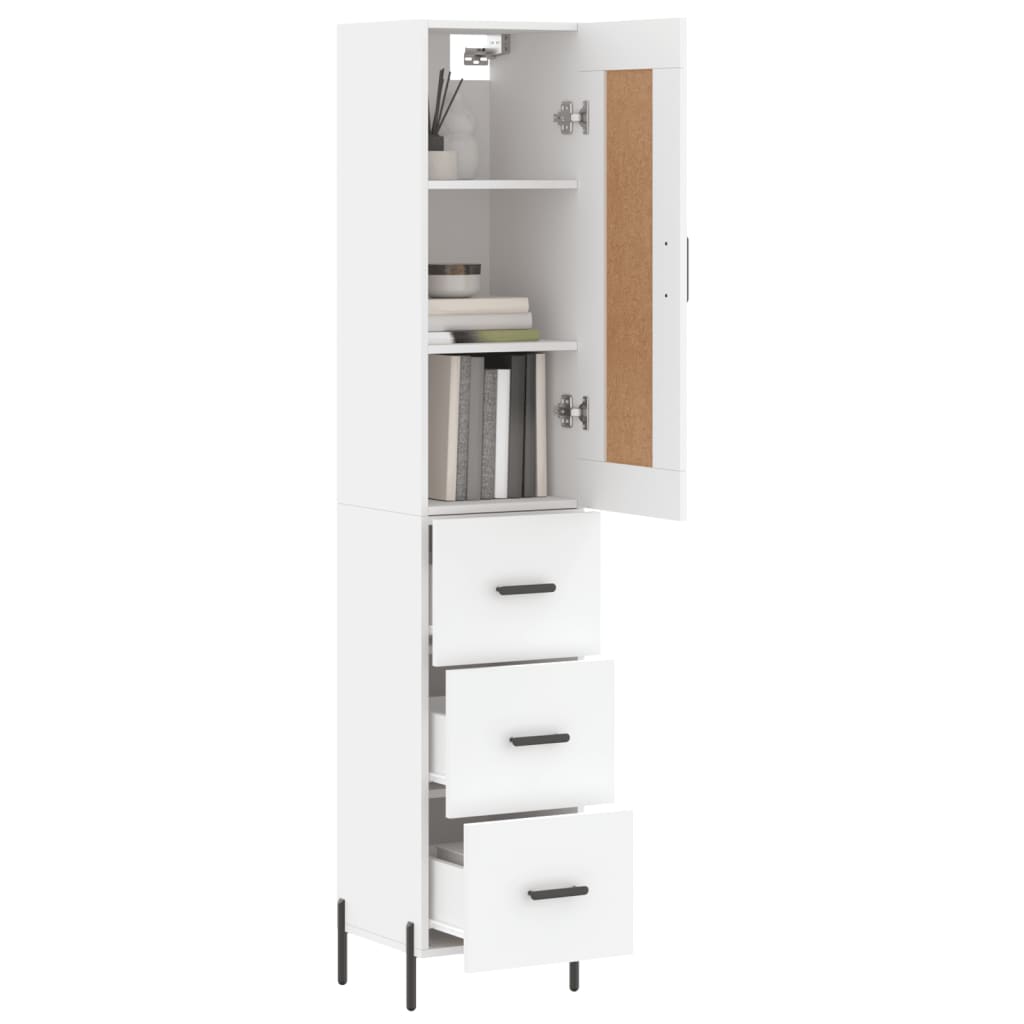 Image Buffet haut Blanc 34,5x34x180 cm Bois d'ingénierie | Xios Store SNC vidaXL Xios Store SNC