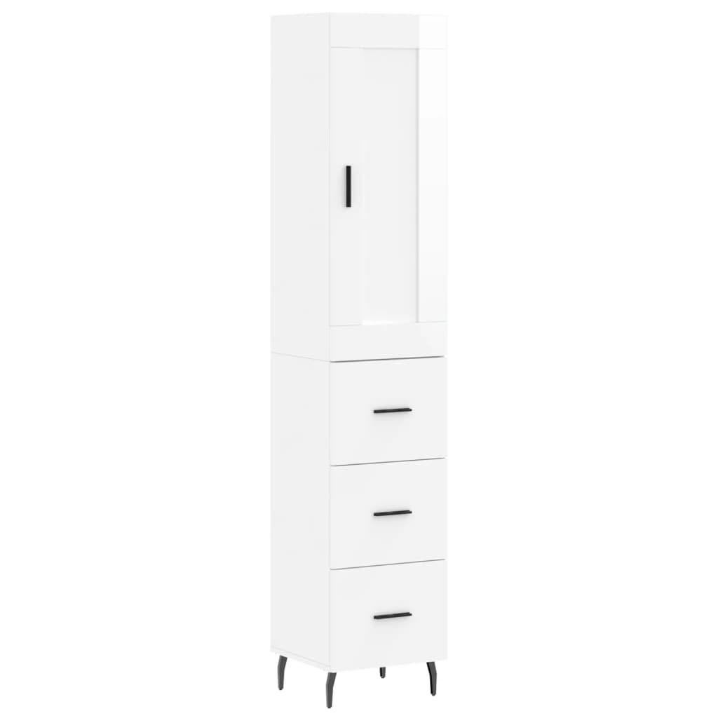 Image Buffet haut Blanc brillant 34,5x34x180 cm Bois d'ingénierie | Xios Store SNC vidaXL Xios Store SNC