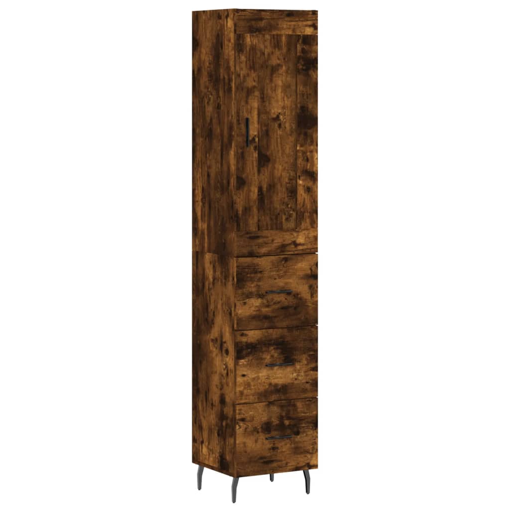 Image Buffet haut Chêne fumé 34,5x34x180 cm Bois d'ingénierie | Xios Store SNC vidaXL Xios Store SNC