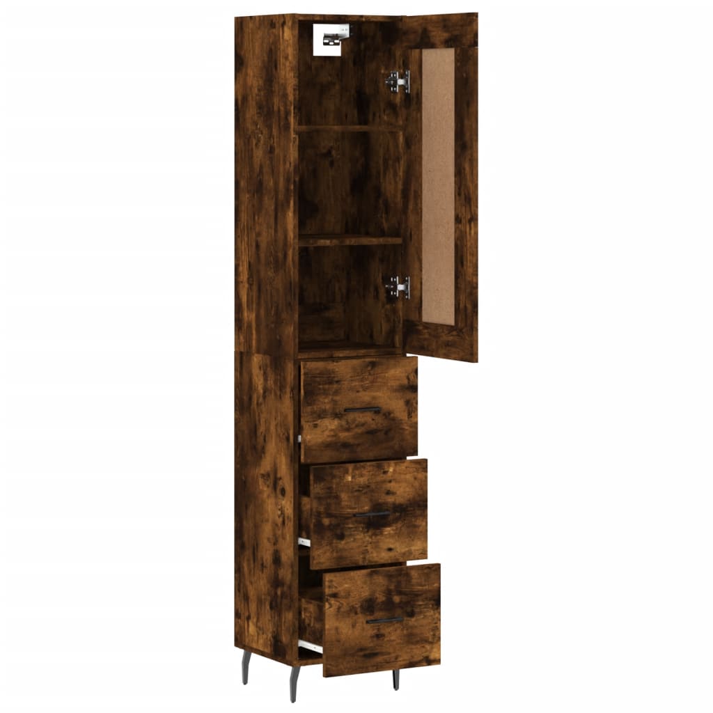 Image Buffet haut Chêne fumé 34,5x34x180 cm Bois d'ingénierie | Xios Store SNC vidaXL Xios Store SNC