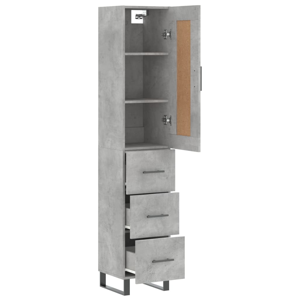 Image Buffet haut Gris béton 34,5x34x180 cm Bois d'ingénierie | Xios Store SNC vidaXL Xios Store SNC