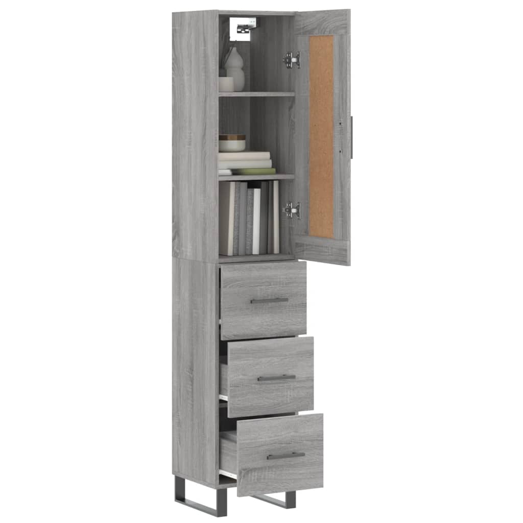 Image Buffet haut Sonoma gris 34,5x34x180 cm Bois d'ingénierie | Xios Store SNC vidaXL Xios Store SNC