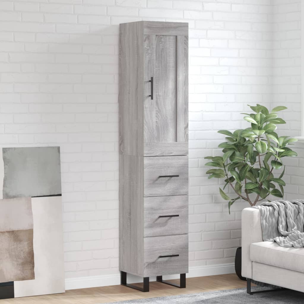 Image Buffet haut Sonoma gris 34,5x34x180 cm Bois d'ingénierie | Xios Store SNC vidaXL Xios Store SNC