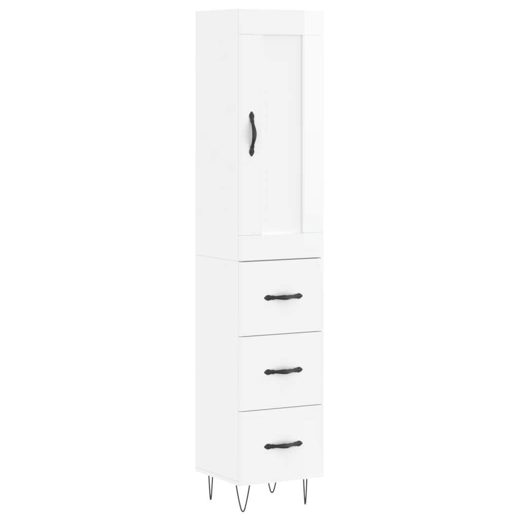 Image Buffet haut Blanc brillant 34,5x34x180 cm Bois d'ingénierie | Xios Store SNC vidaXL Xios Store SNC