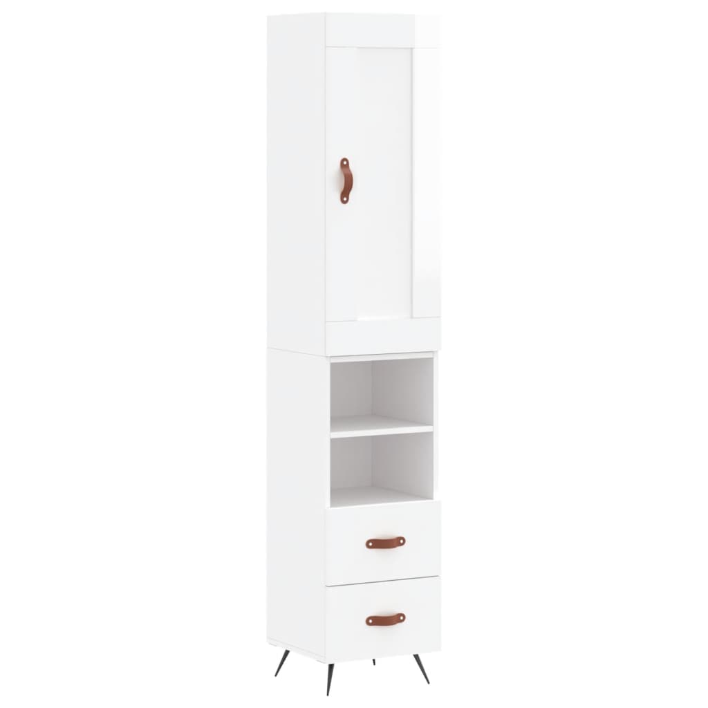 Image Buffet haut Blanc brillant 34,5x34x180 cm Bois d'ingénierie | Xios Store SNC vidaXL Xios Store SNC