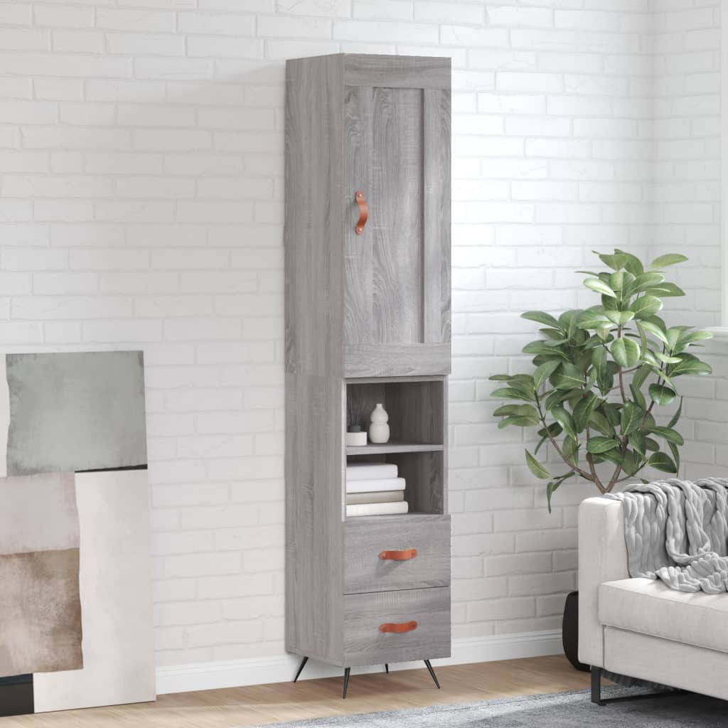 Image Buffet haut Sonoma gris 34,5x34x180 cm Bois d'ingénierie | Xios Store SNC vidaXL Xios Store SNC