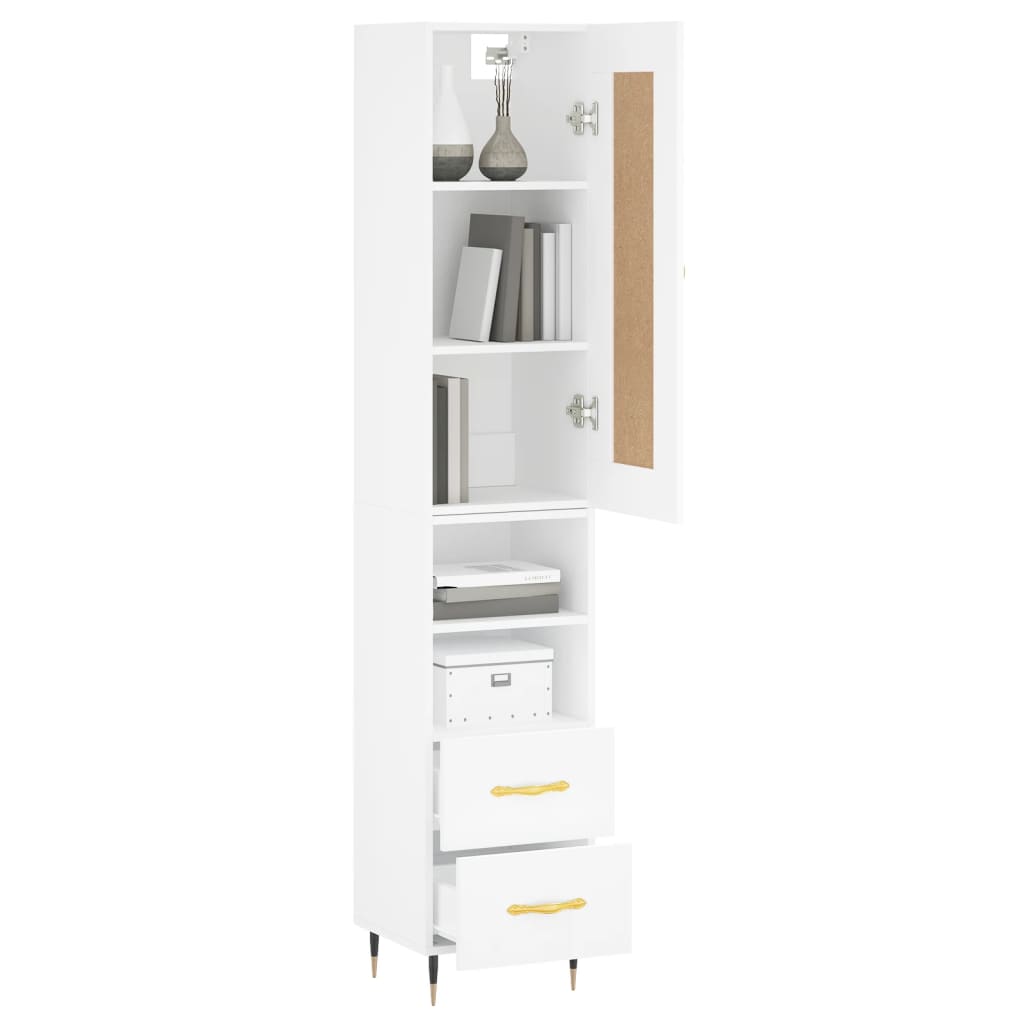 Image Buffet haut Blanc 34,5x34x180 cm Bois d'ingénierie | Xios Store SNC vidaXL Xios Store SNC