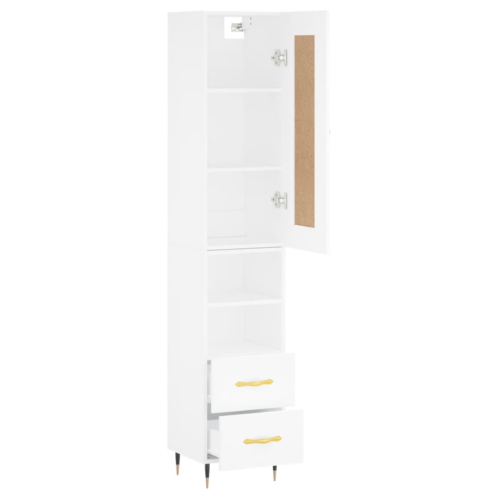 Image Buffet haut Blanc 34,5x34x180 cm Bois d'ingénierie | Xios Store SNC vidaXL Xios Store SNC