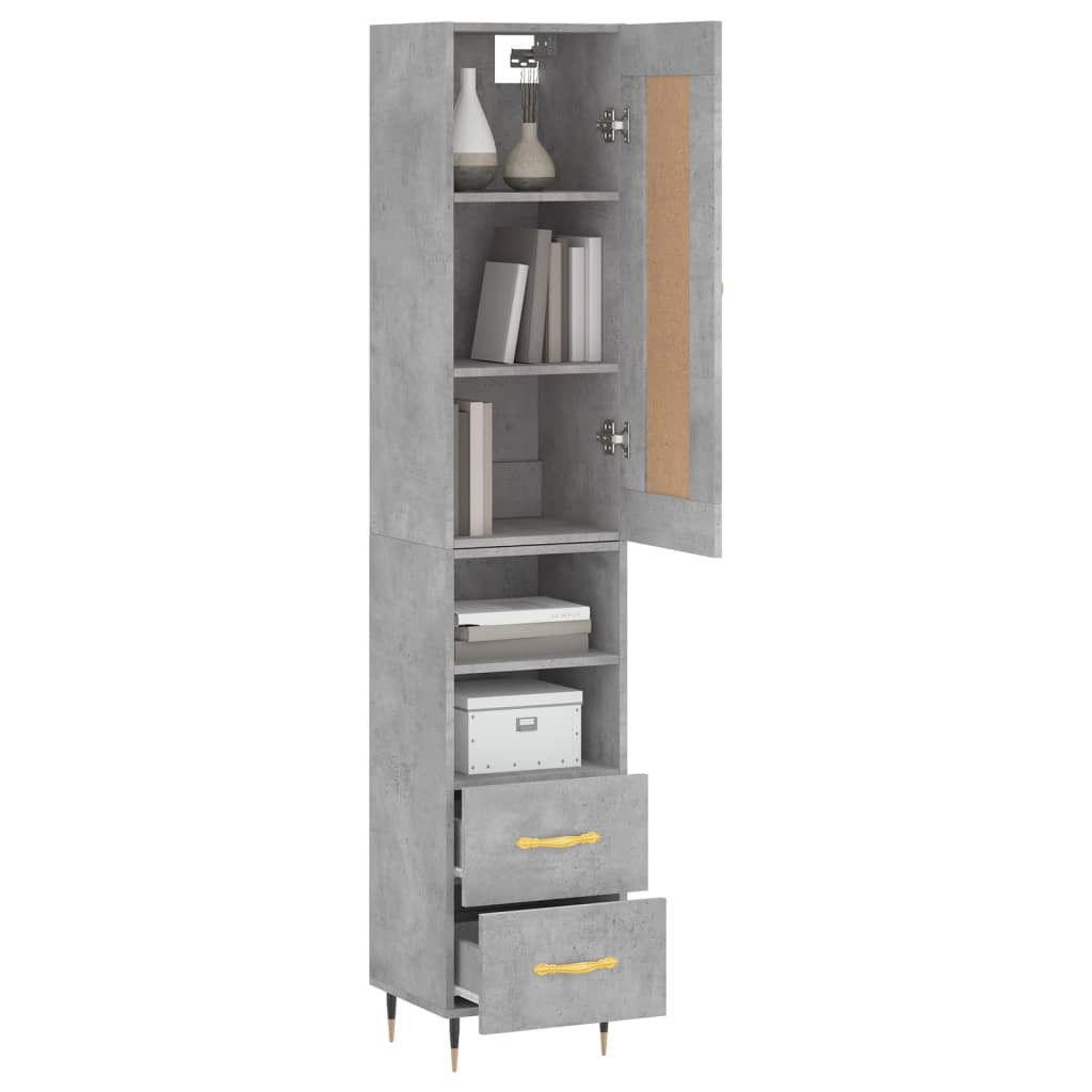 Image Buffet haut Gris béton 34,5x34x180 cm Bois d'ingénierie | Xios Store SNC vidaXL Xios Store SNC