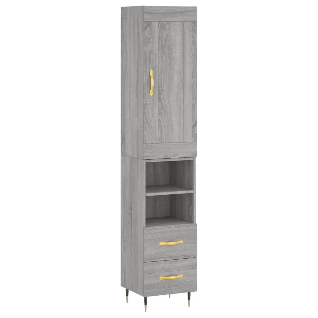 Buffet haut Sonoma gris 34,5x34x180 cm Bois d'ingénierie, Xios Store SNC