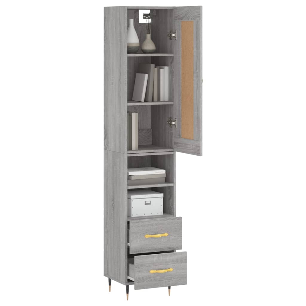 Buffet haut Sonoma gris 34,5x34x180 cm Bois d'ingénierie, Xios Store SNC