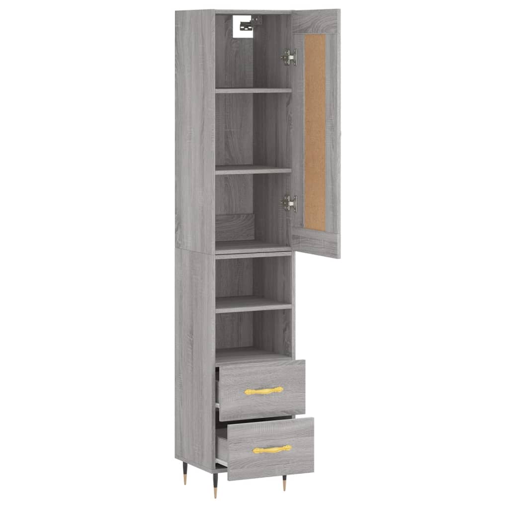 Buffet haut Sonoma gris 34,5x34x180 cm Bois d'ingénierie, Xios Store SNC