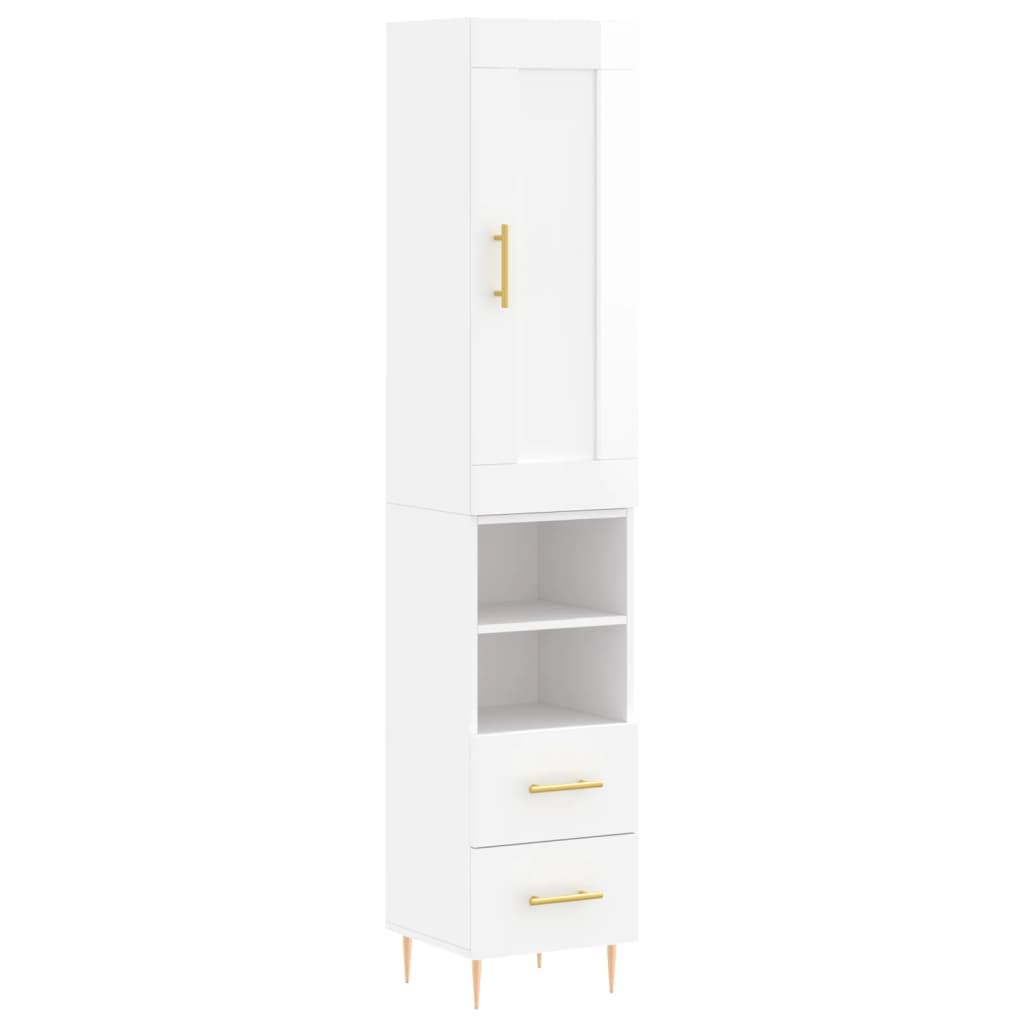 Image Buffet haut Blanc brillant 34,5x34x180 cm Bois d'ingénierie | Xios Store SNC vidaXL Xios Store SNC