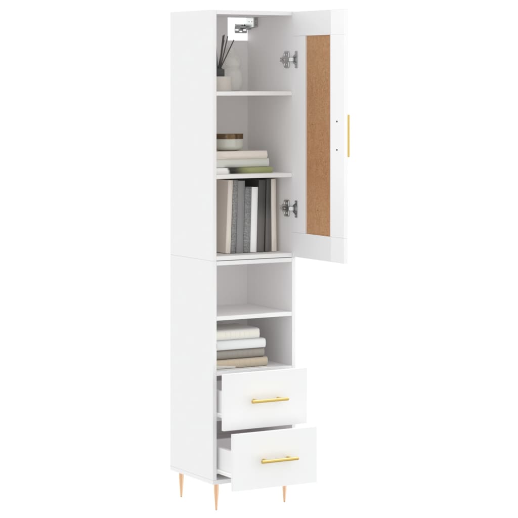 Image Buffet haut Blanc brillant 34,5x34x180 cm Bois d'ingénierie | Xios Store SNC vidaXL Xios Store SNC