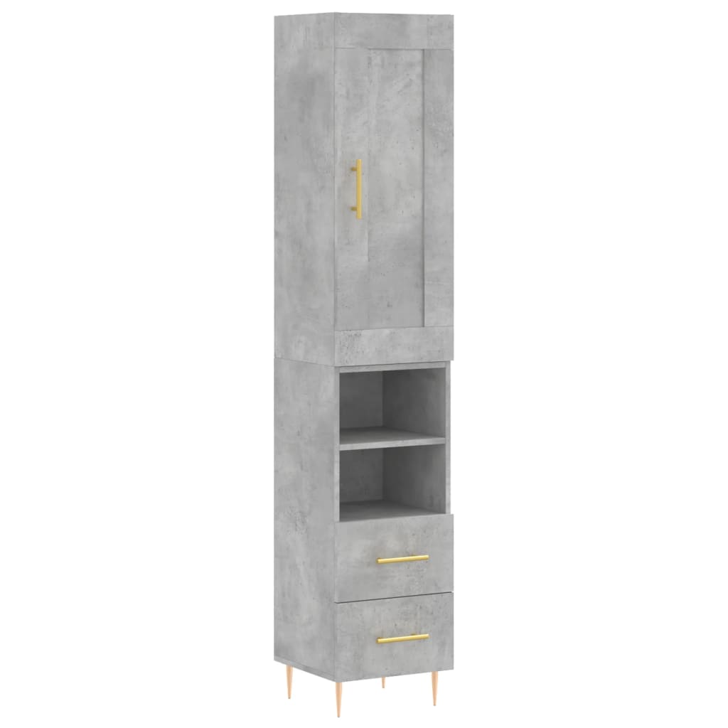 Image Buffet haut Gris béton 34,5x34x180 cm Bois d'ingénierie | Xios Store SNC vidaXL Xios Store SNC