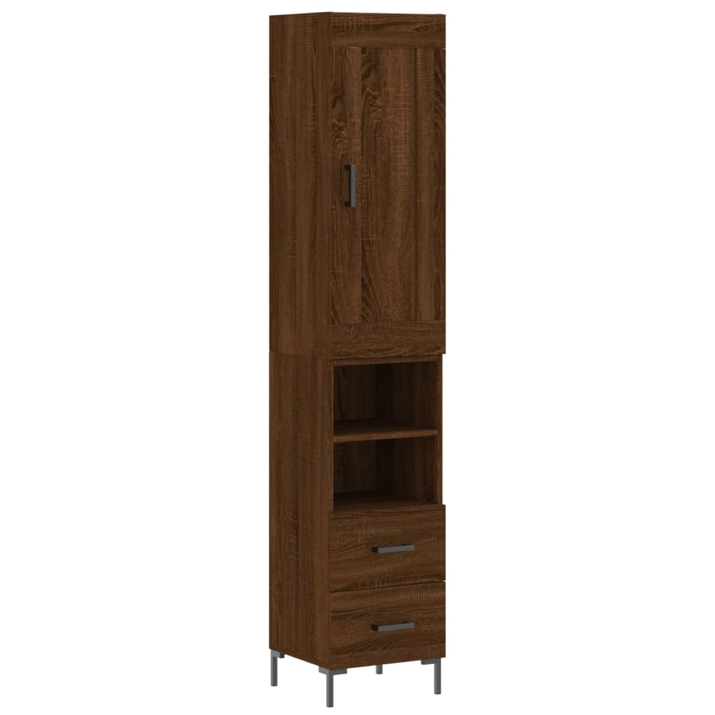 Image Buffet haut Chêne marron 34,5x34x180 cm Bois d'ingénierie | Xios Store SNC vidaXL Xios Store SNC