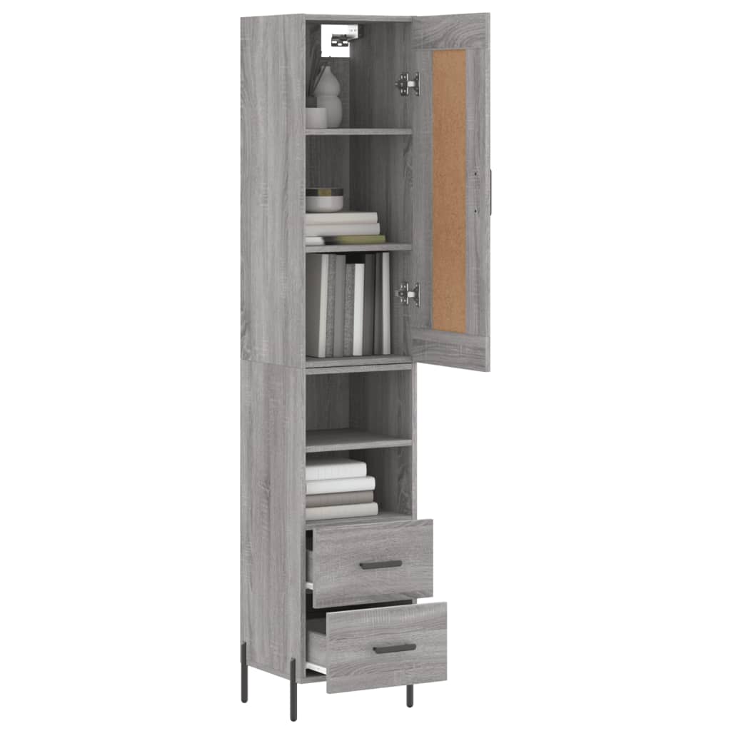 Image Buffet haut Sonoma gris 34,5x34x180 cm Bois d'ingénierie | Xios Store SNC vidaXL Xios Store SNC