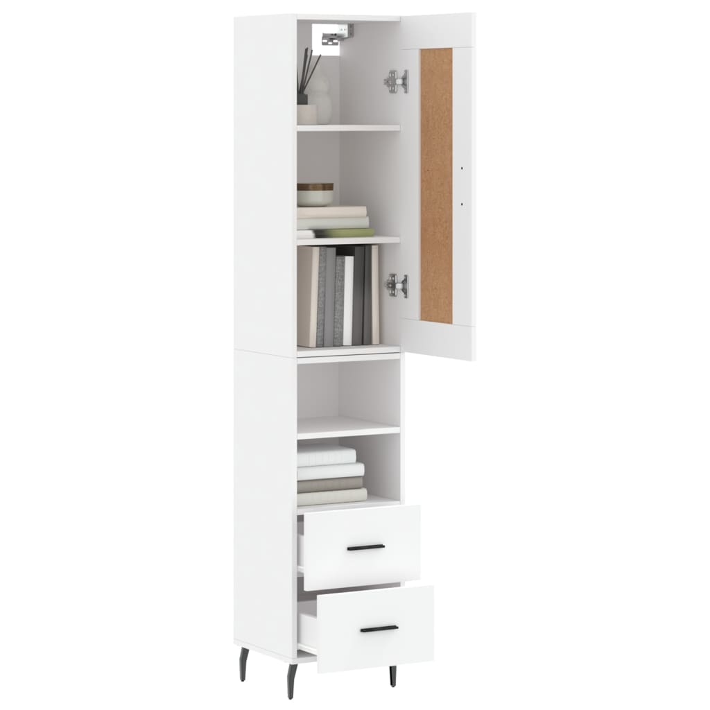 Image Buffet haut Blanc 34,5x34x180 cm Bois d'ingénierie | Xios Store SNC vidaXL Xios Store SNC