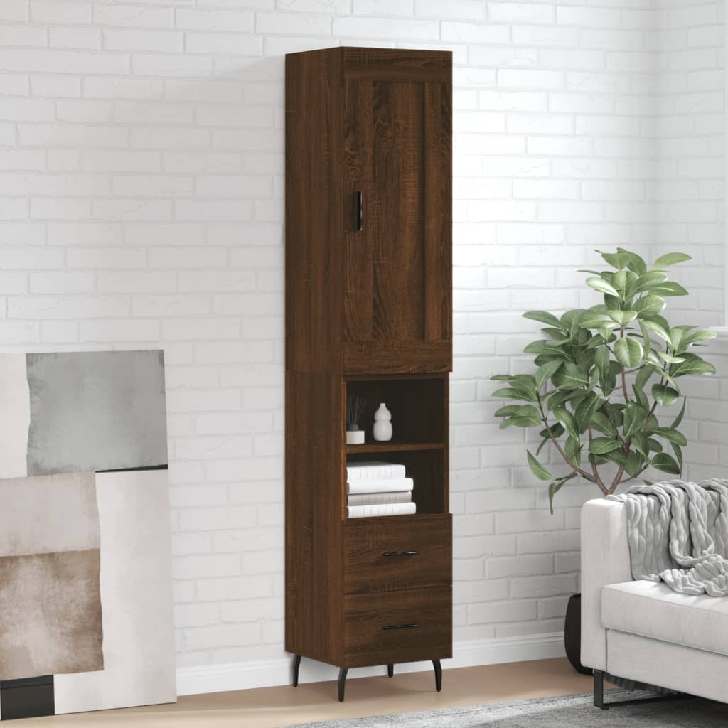 Image Buffet haut Chêne marron 34,5x34x180 cm Bois d'ingénierie | Xios Store SNC vidaXL Xios Store SNC