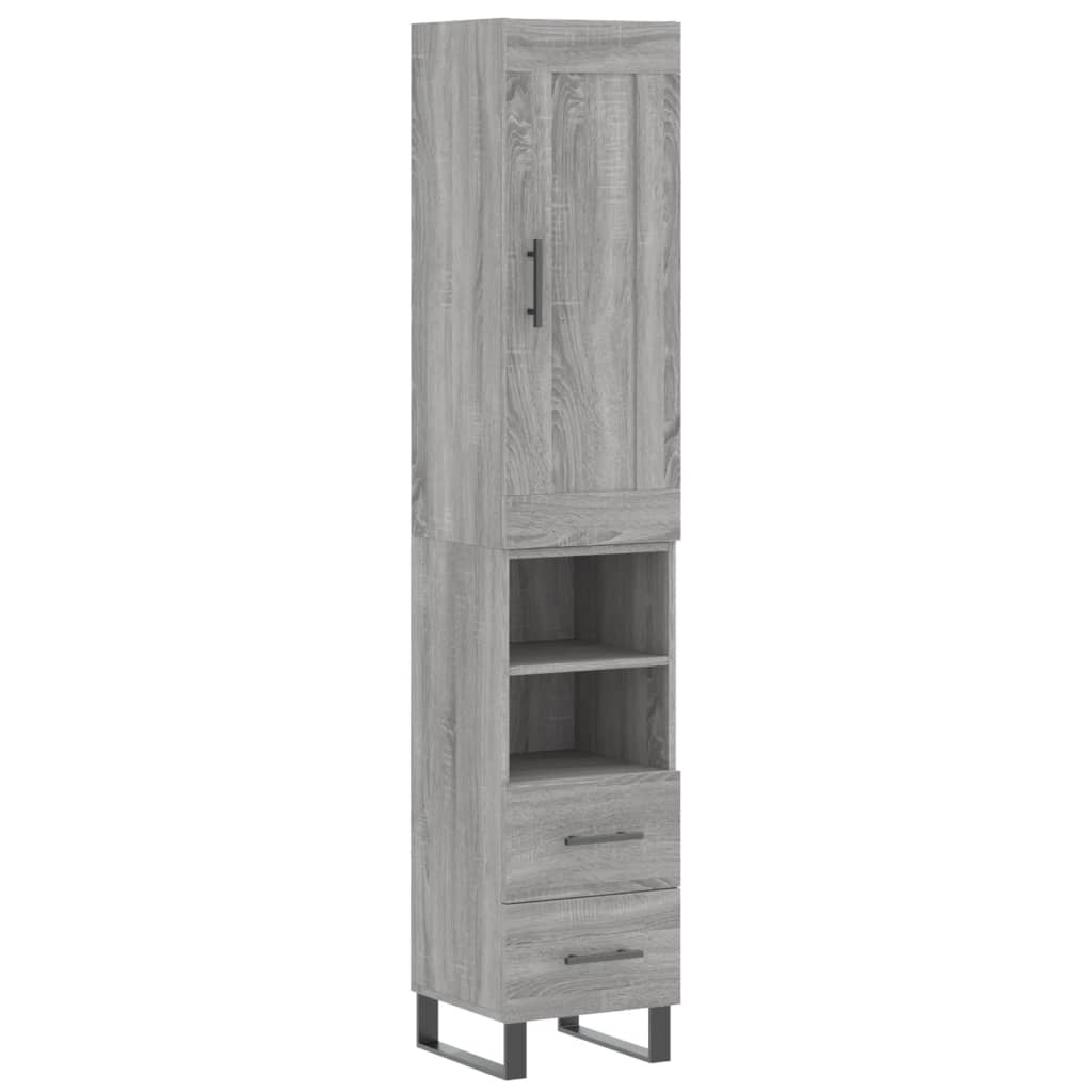 Image Buffet haut Sonoma gris 34,5x34x180 cm Bois d'ingénierie | Xios Store SNC vidaXL Xios Store SNC