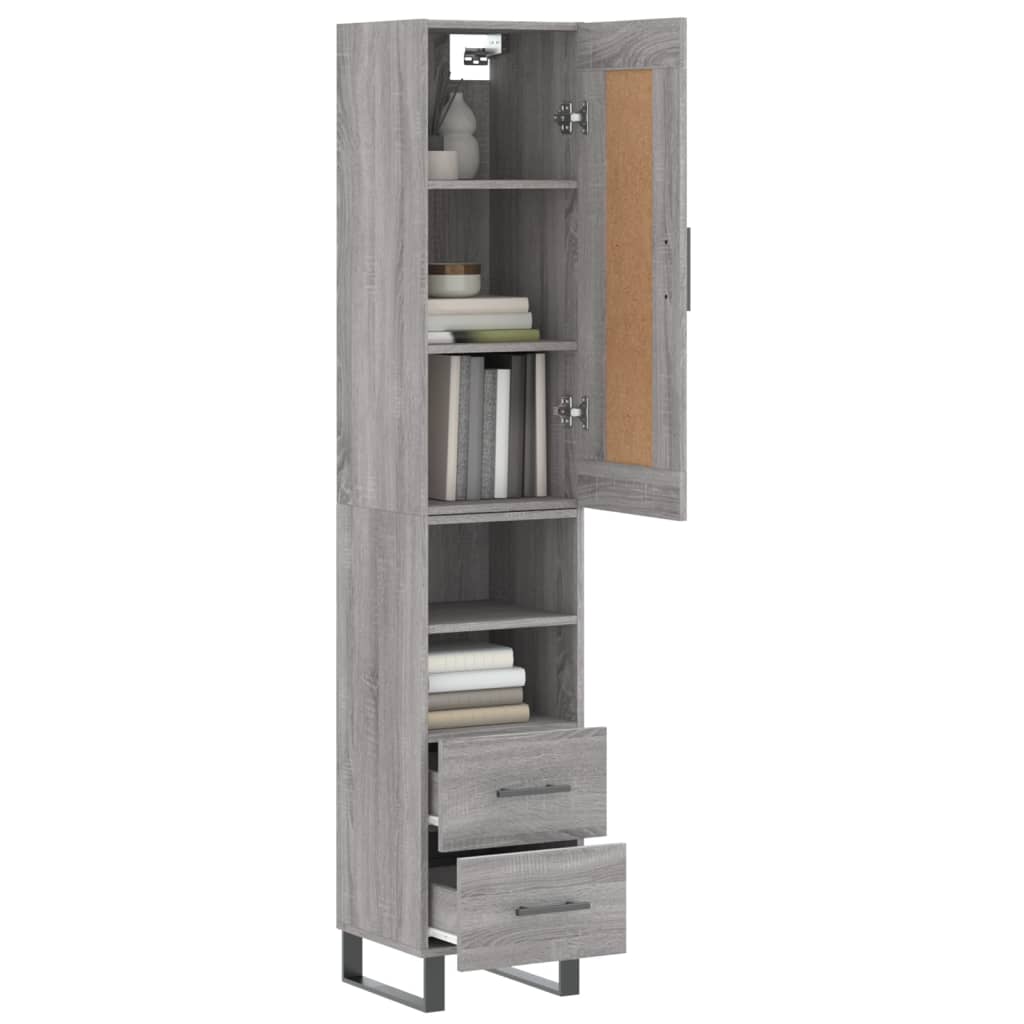 Image Buffet haut Sonoma gris 34,5x34x180 cm Bois d'ingénierie | Xios Store SNC vidaXL Xios Store SNC