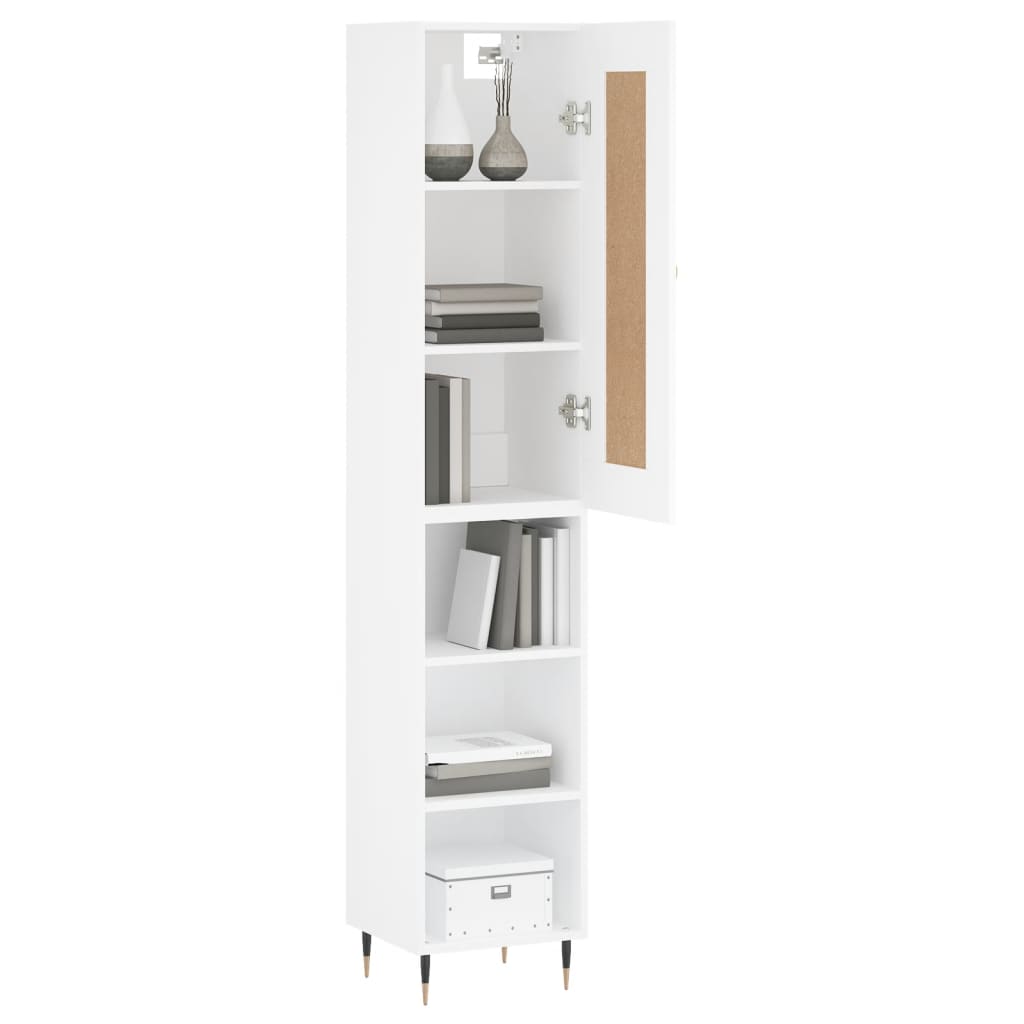 Image Buffet haut Blanc 34,5x34x180 cm Bois d'ingénierie | Xios Store SNC vidaXL Xios Store SNC