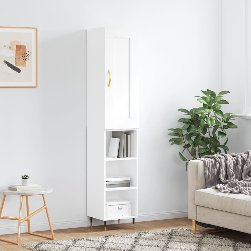 Image Buffet haut Blanc 34,5x34x180 cm Bois d'ingénierie | Xios Store SNC vidaXL Xios Store SNC