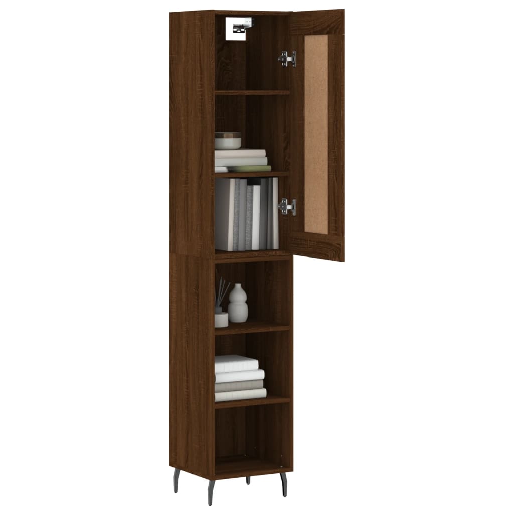 Image Buffet haut Chêne marron 34,5x34x180 cm Bois d'ingénierie | Xios Store SNC vidaXL Xios Store SNC